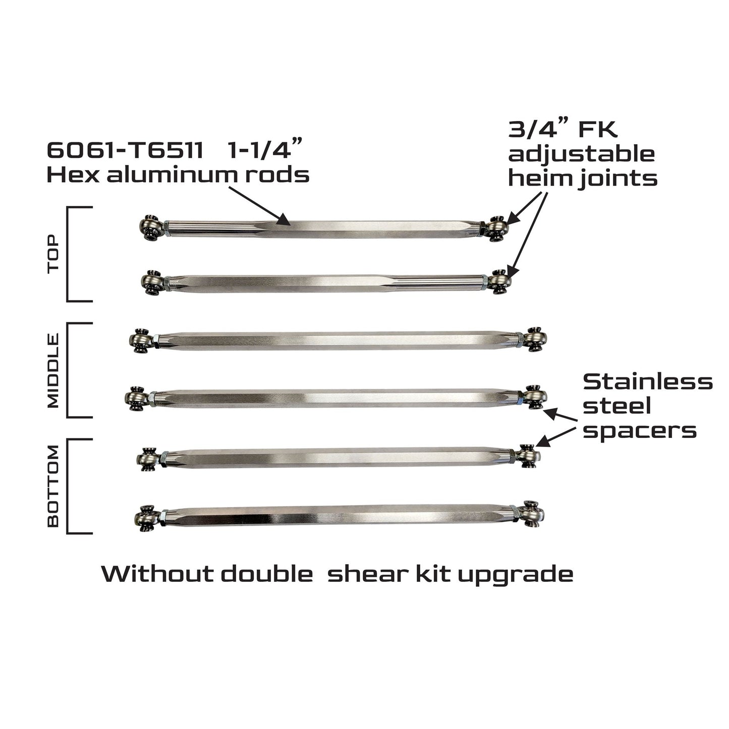 PRE-ORDER Can-Am Maverick R 6061 Radius Rods & Double Shear Kit